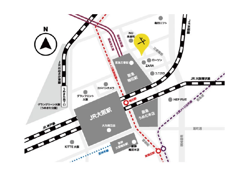 大阪梅田院の周辺地図
