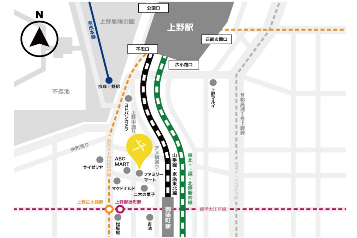 浅草から上野院へのアクセス